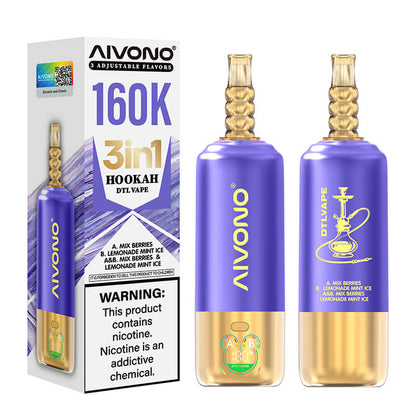 Aivono 160000 Puffs 3in1 Hookah DTL Disposable Vape
