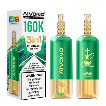 Aivono 160000 Puffs 3in1 Hookah DTL Disposable Vape